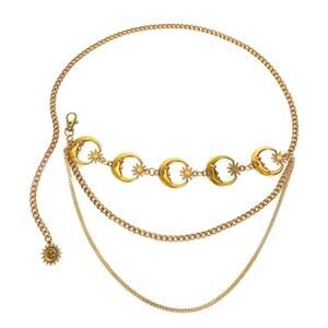 Celestial Moon Star Chain Belt Gold Tone Layered Waist Women's Dance Gift